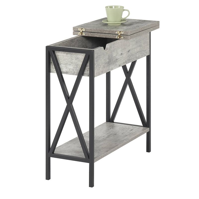 Tucson Flip Top End Table with Charging Station Faux Birch - Breighton Home