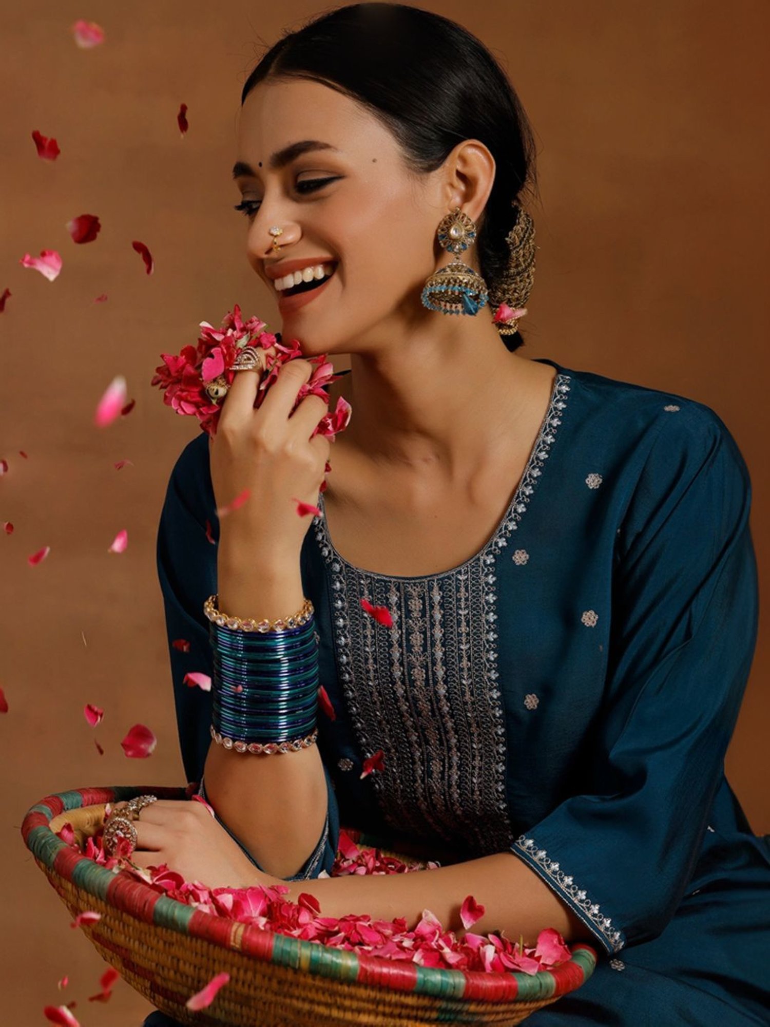 Libas Blue Embroidered Kurta Pant Set