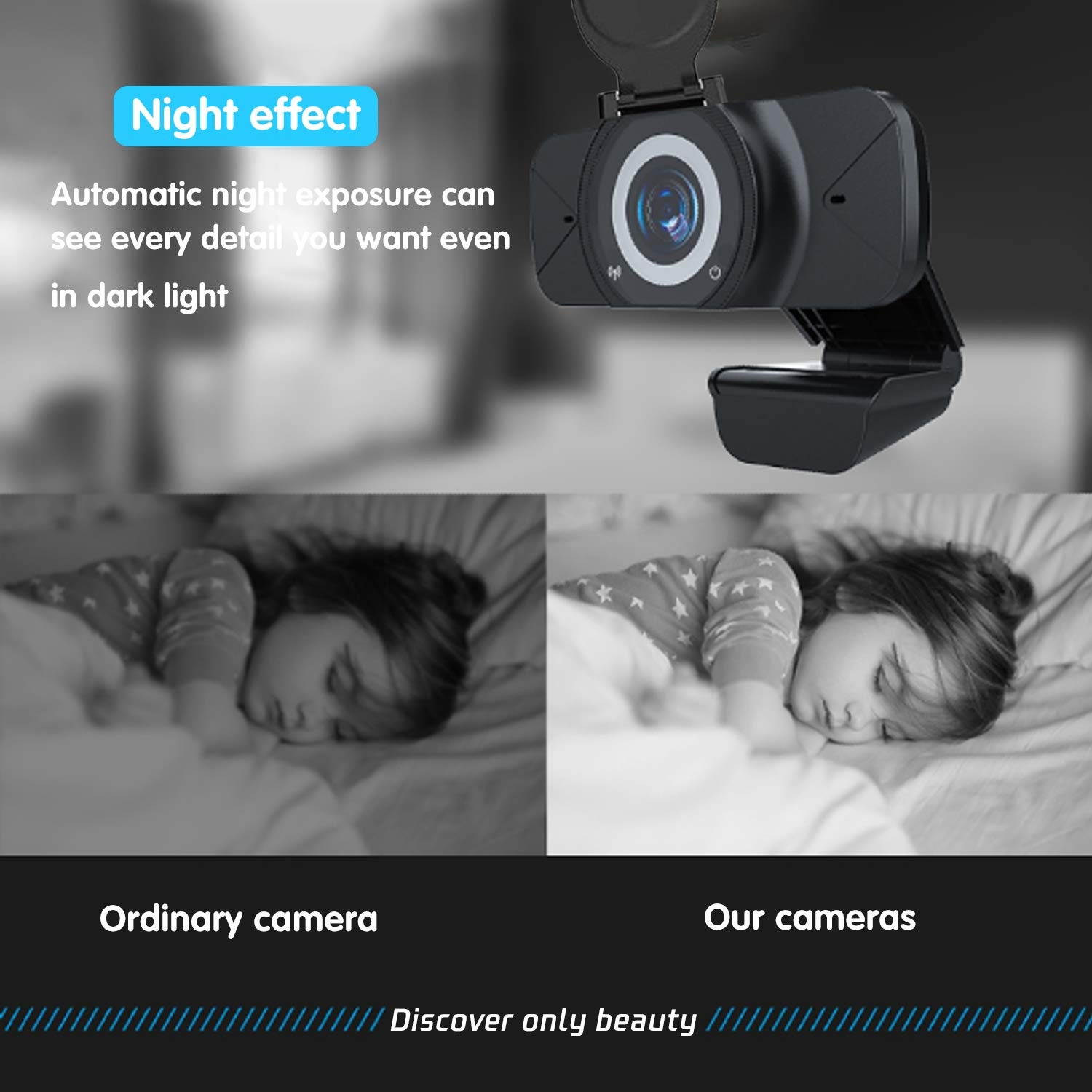 [2020 Premium Version] 1080P HD Auto Focus Webcam with Privacy Cover & Microphone,Rotatable Wide Angle Web Cam USB Camera for PC Desktop & Laptop,Video Conferencing, Online Work (with Cover)