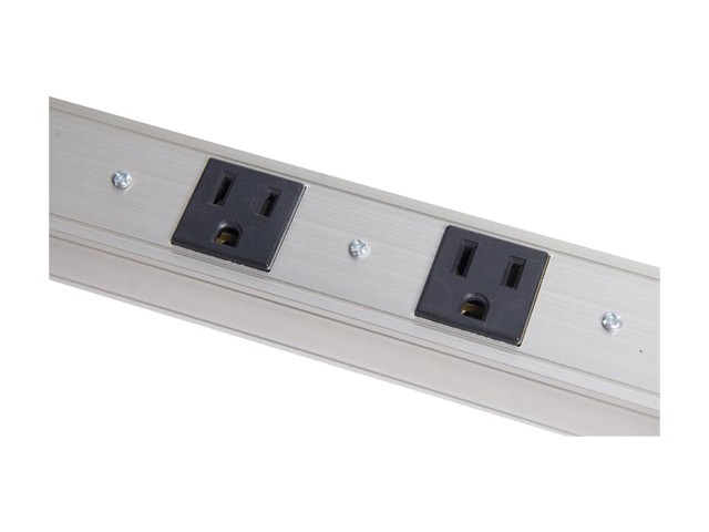 Inland 6 Outlets Aluminum Power Strip, 3.0 Feet Power Cord, Lighted Reset Switch, ETL Approved, 60 Hz / 125V / 15 Amp / 1872 Watts