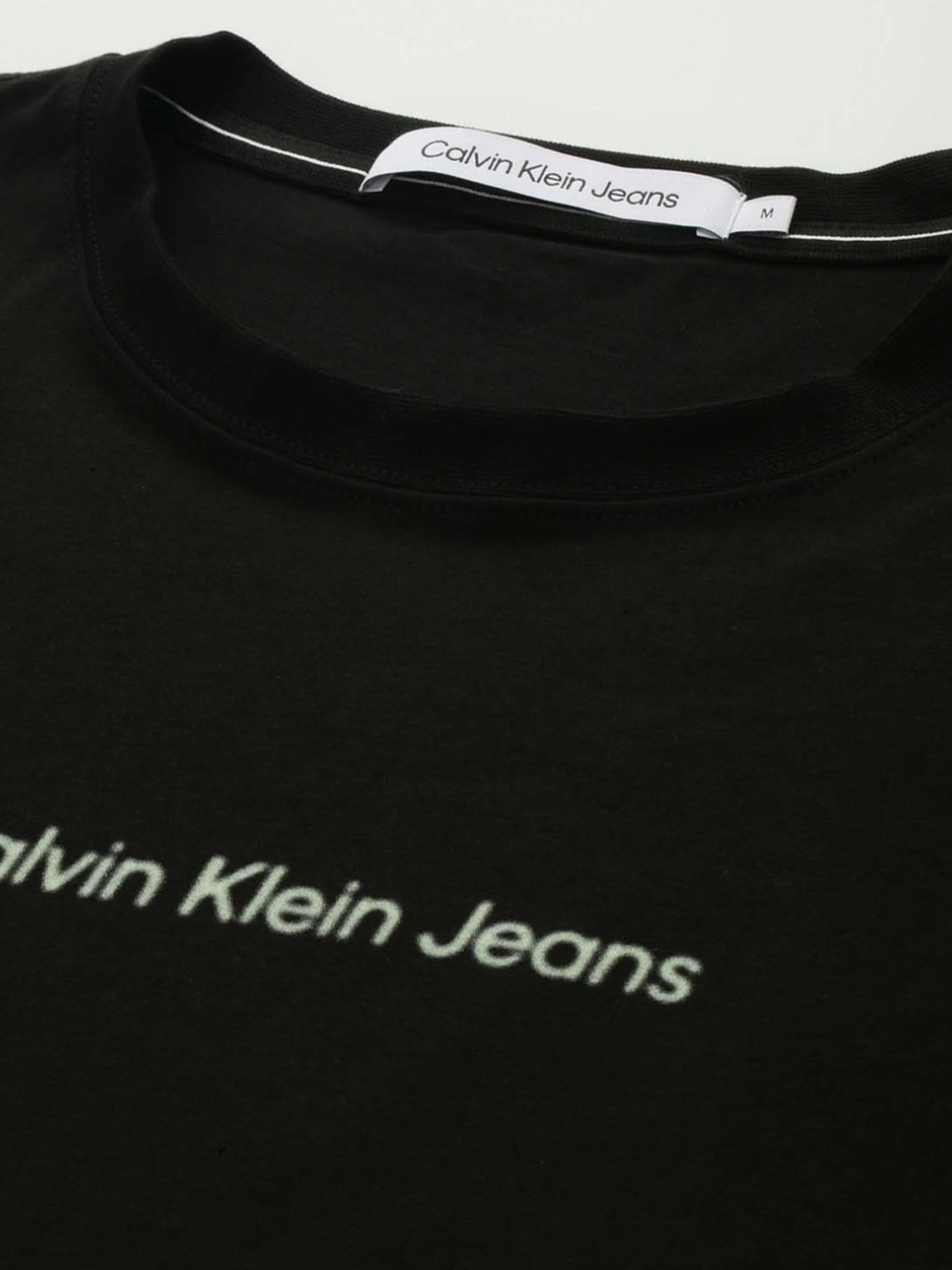 Calvin Klein Black Cotton Regular Fit Logo Printed T-Shirt