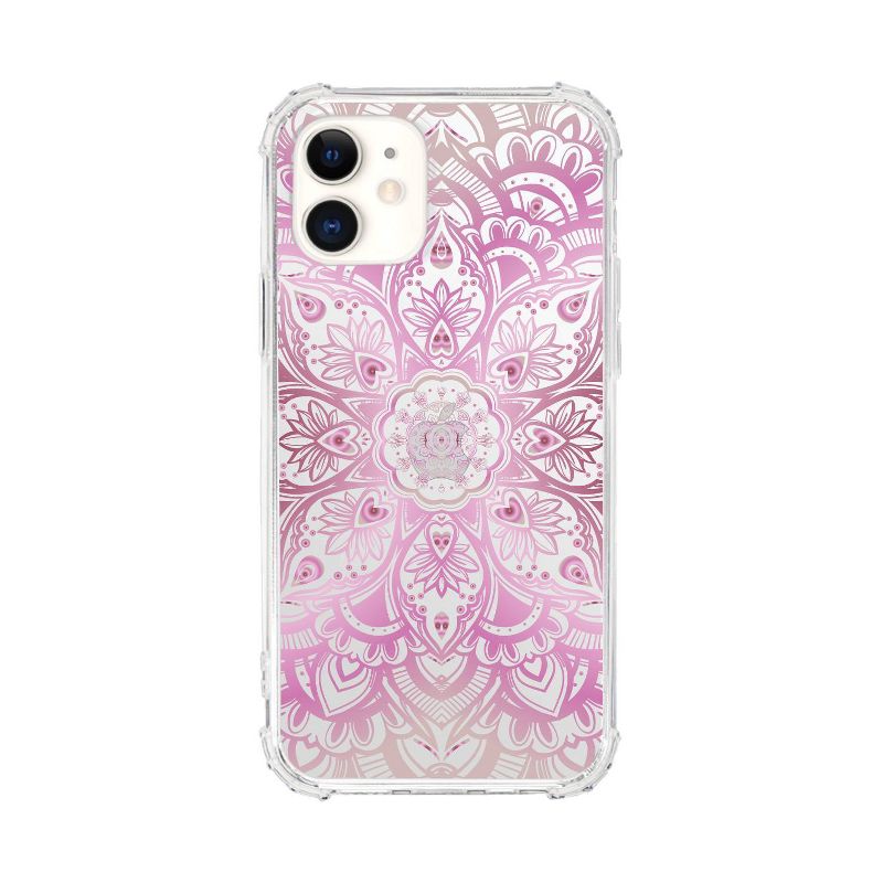 OTM Essentials Apple iPhone 12 Mini Tough Edge Clear Phone Case - Mandala Heart Pink & Purple