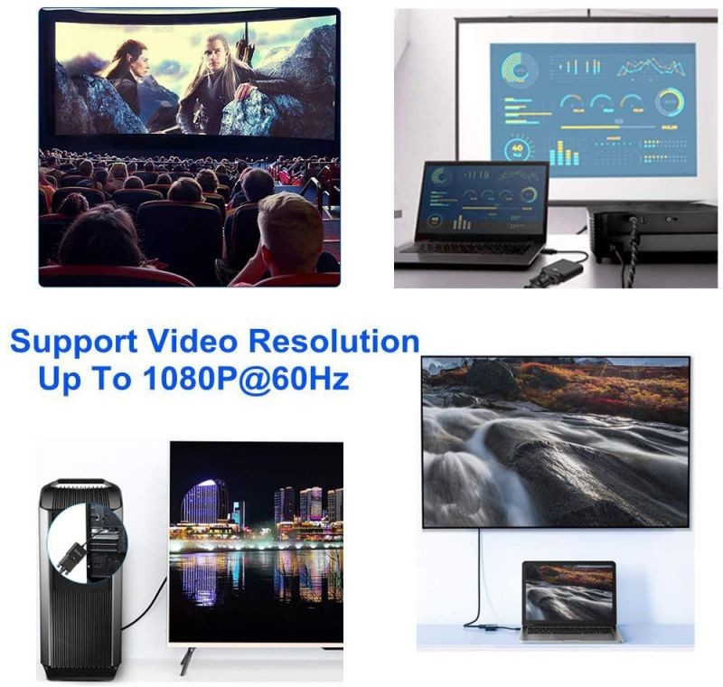 Display Port to VGA Cable Adapterfuupnn Gold Plated DisplayPort DP to VGA 1080P Converter Male to Female Connector Compatible for ComputerDesktopLaptop PC Monitor Projector HDTV