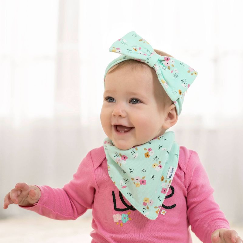 Gerber Baby Girls' 4pk Fox Bandana Bib - Blue