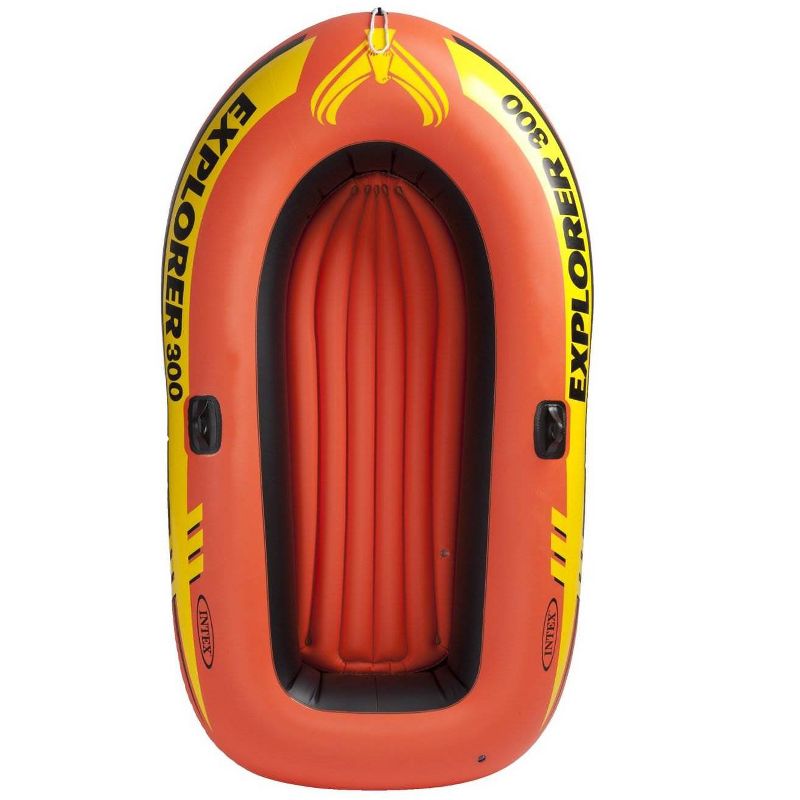 Intex Excursion 5 Person Inflatable Raft, 2 Oars and 2 Red Life Jackets, L/XL