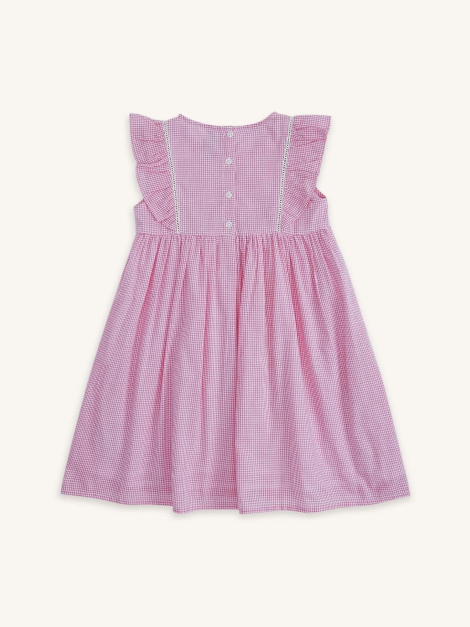 Pantaloons Junior Pink Cotton Chequered Dress