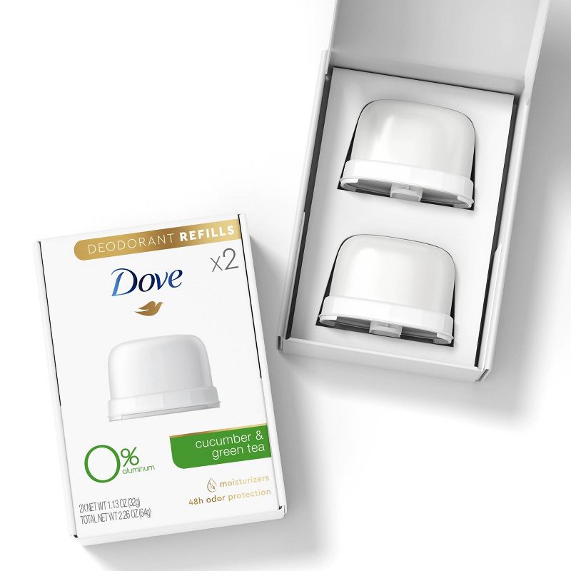 Dove Beauty 0% Aluminum Cucumber & Green Tea Deodorant Refills - 1.13oz/2pk
