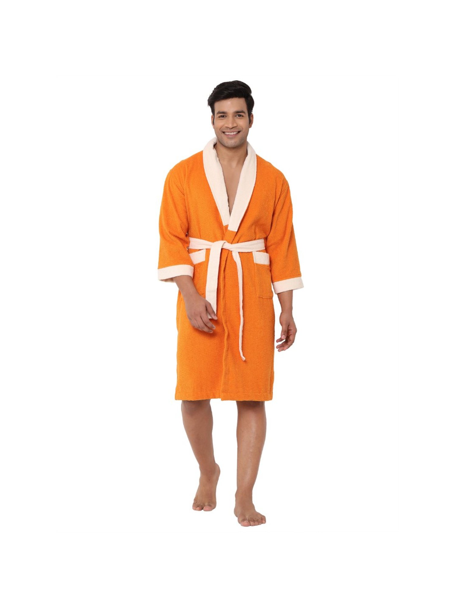 Spaces Cloudz Orange 300 GSM Cotton Large Bathrobe