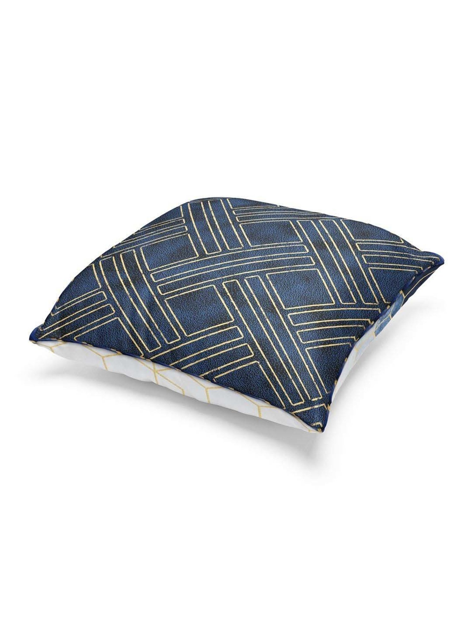 Bianca Suzane Navy & Golden Microfibre Cushion Cover - Set of 3