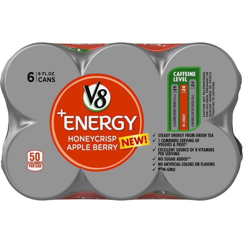 V8 +Energy Honeycrisp Apple Berry - 6pk/8 fl oz Cans