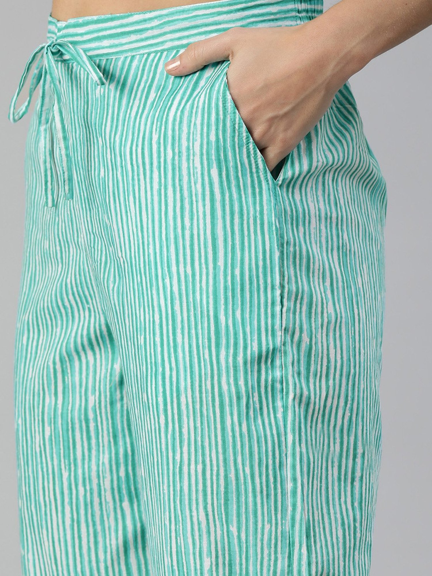 Ishin Blue Cotton Printed Kurta Pant Set With Mask