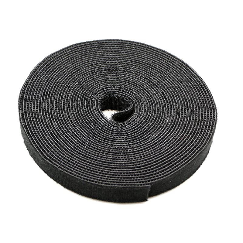 Reusable Fastening Tape Cable Ties 34 Inch Double Side Hook Roll 10 Yard Black
