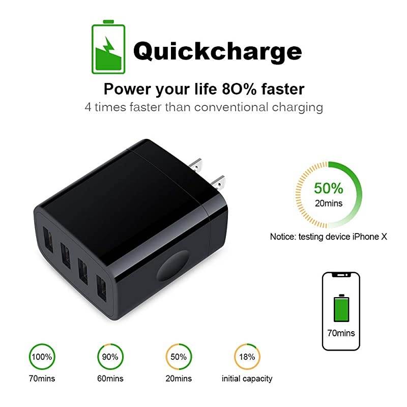 Fast Charge Wall Charger High Speed 48A Charger Cube Brick Base Compatible with iPhone 11 X876sPlusiPad ProAir 2Mini LG Nexus HTC Samsung GalaxyS10S9S8 S7S6Plus Note Nexus