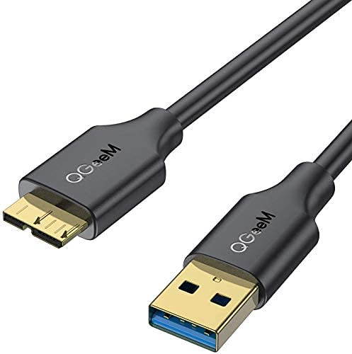 Micro USB 3.0 Cable 3FT,QGeeM USB 3.0 A to Micro B Cable Charger Compatible with Samsung Galaxy S5, Note 3, Note Pro 12.2, WD Western Digital My Passport and Elements Hard Drives, 3.0 USB Cable