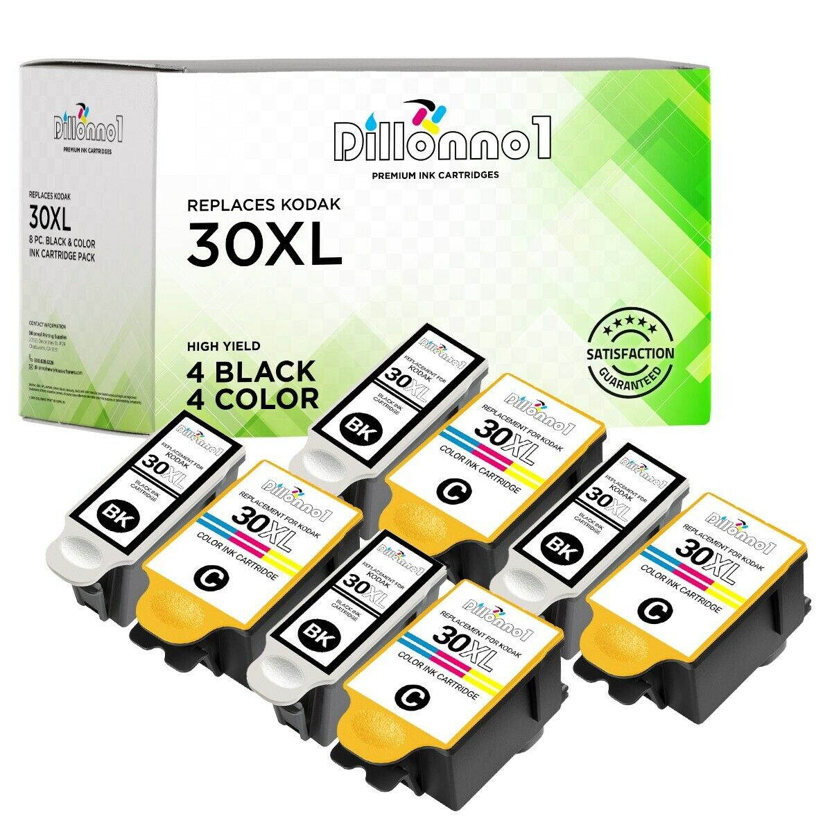 8 Pack For Kodak 30 XL Ink Cartridges For ESP C310 ESP 1.2 ESP C315 ESP 3.2