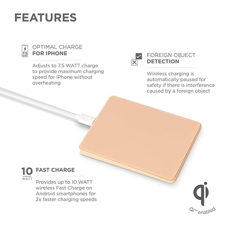 Wireless Qi Charging Pad Qi Certified Fast Charge Station 75W for iPhone 11 11 Pro 11 Pro Max XR Xs Max XS X 8 8 Plus or 10W Galaxy S10 S9 Note 10 Note 9 Pink