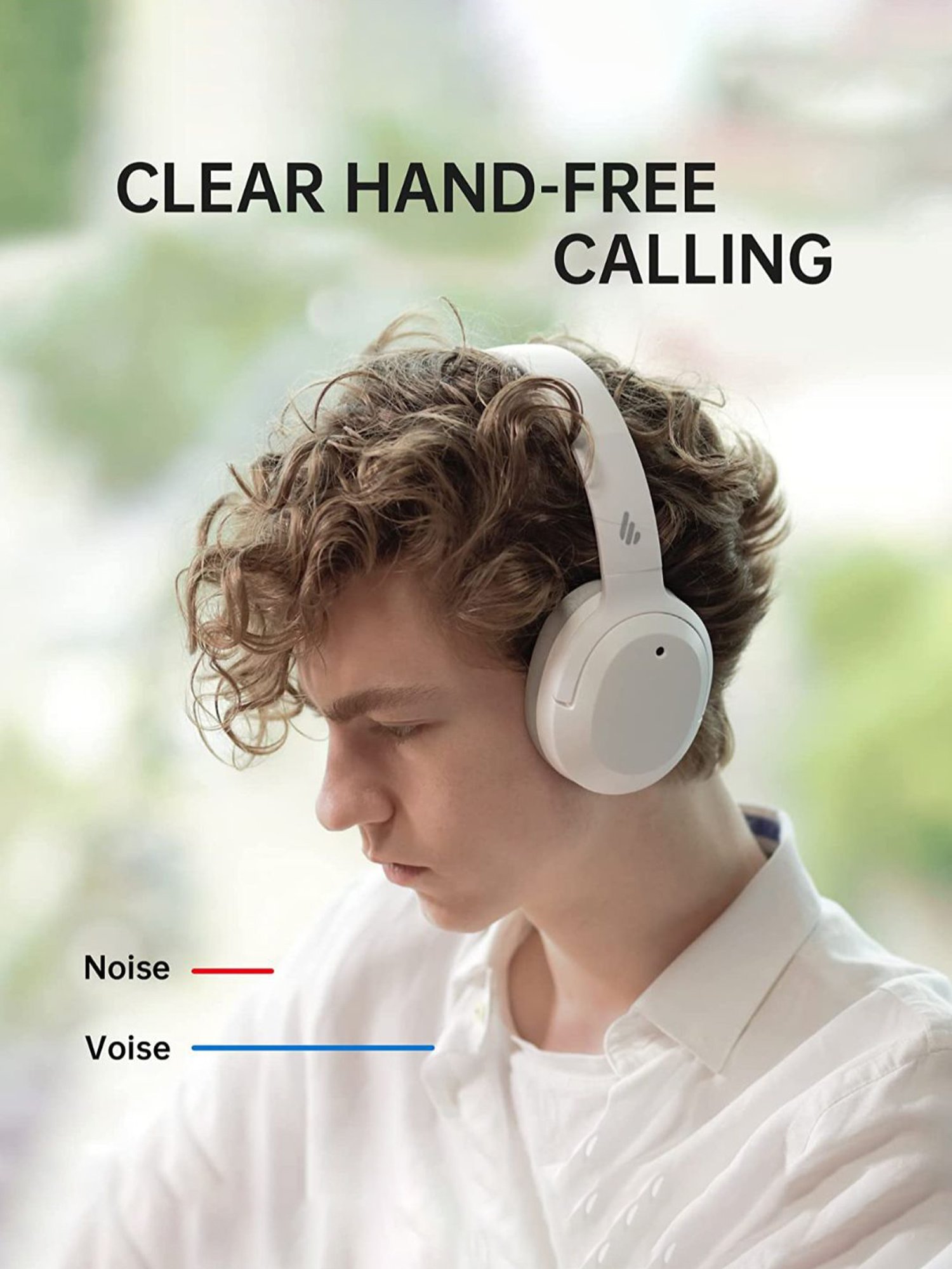 Edifier W820NB Active Noise Cancelling Bluetooth Stereo Headphones (White)