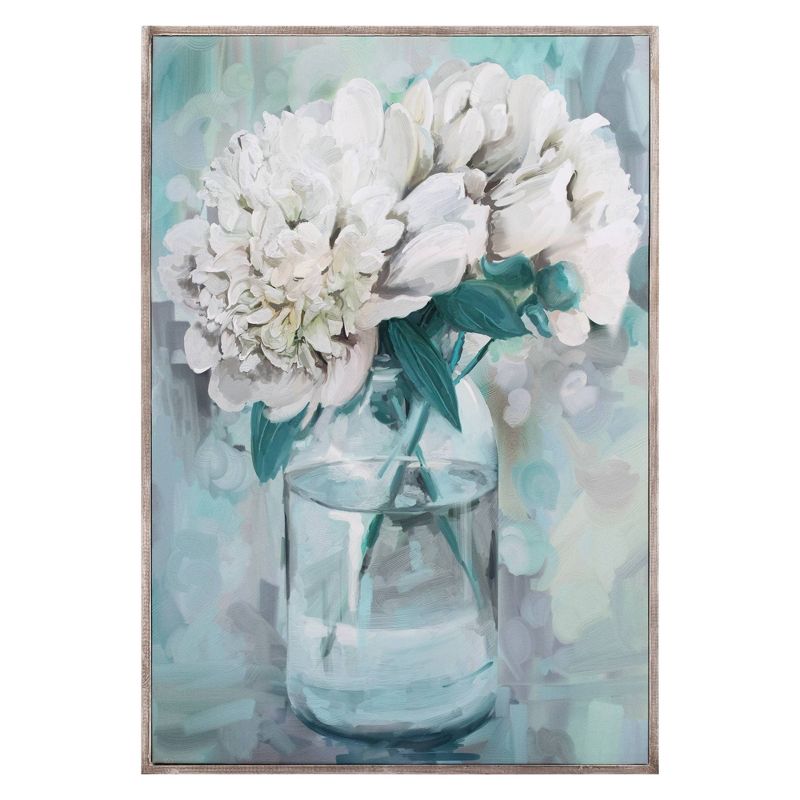 24" x 36" Farmhouse Peonies II by Studio Arts Wrapped Framed Canvas - Fine Art Canvas