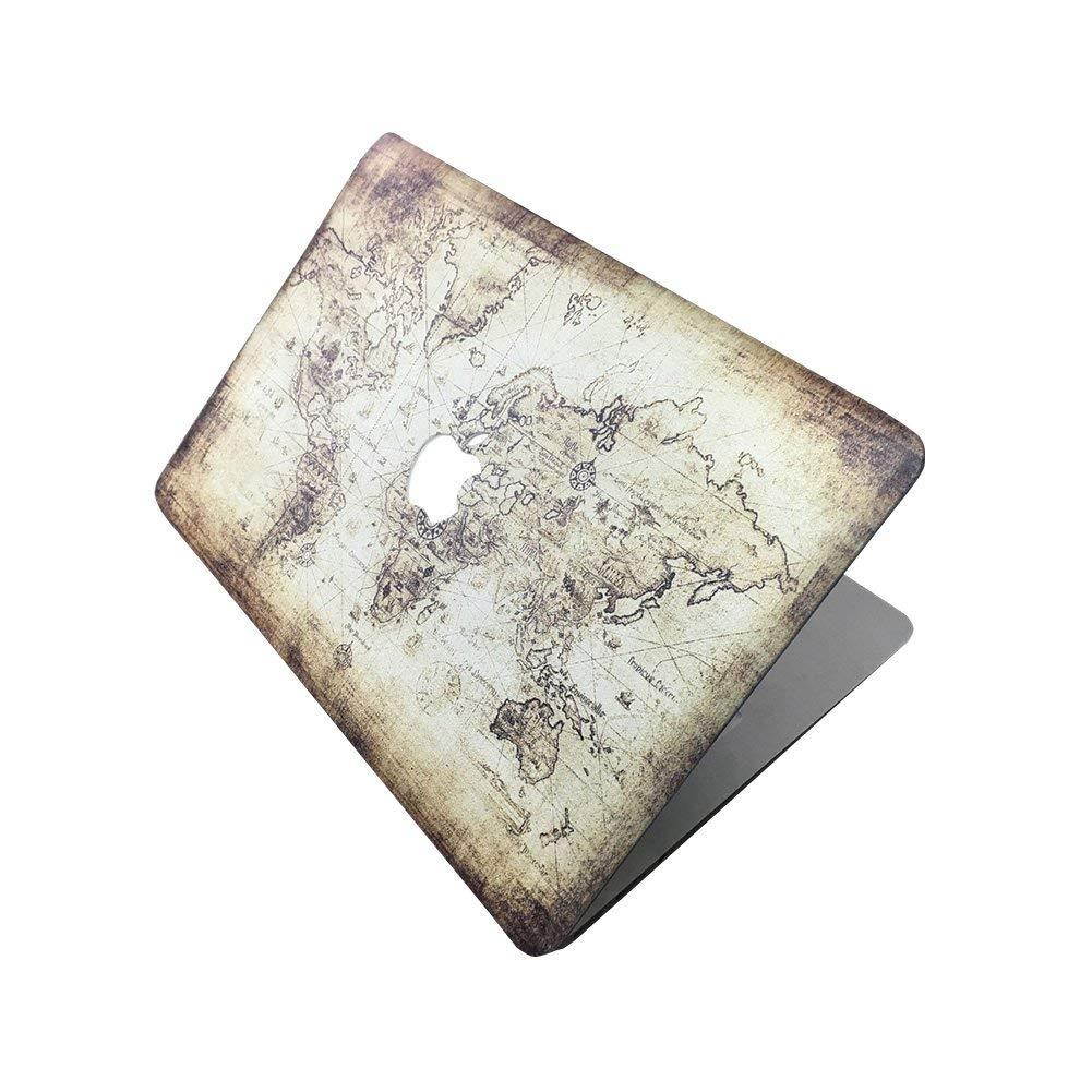 Macbook Air 13 Inch Case, [The World Map Design] Soundmae Frosted Plastic Hard Shell Skin Smooth Touch Case & Keyboard Cover for MacBook Air 13.3 Model A1369&A1466, Map