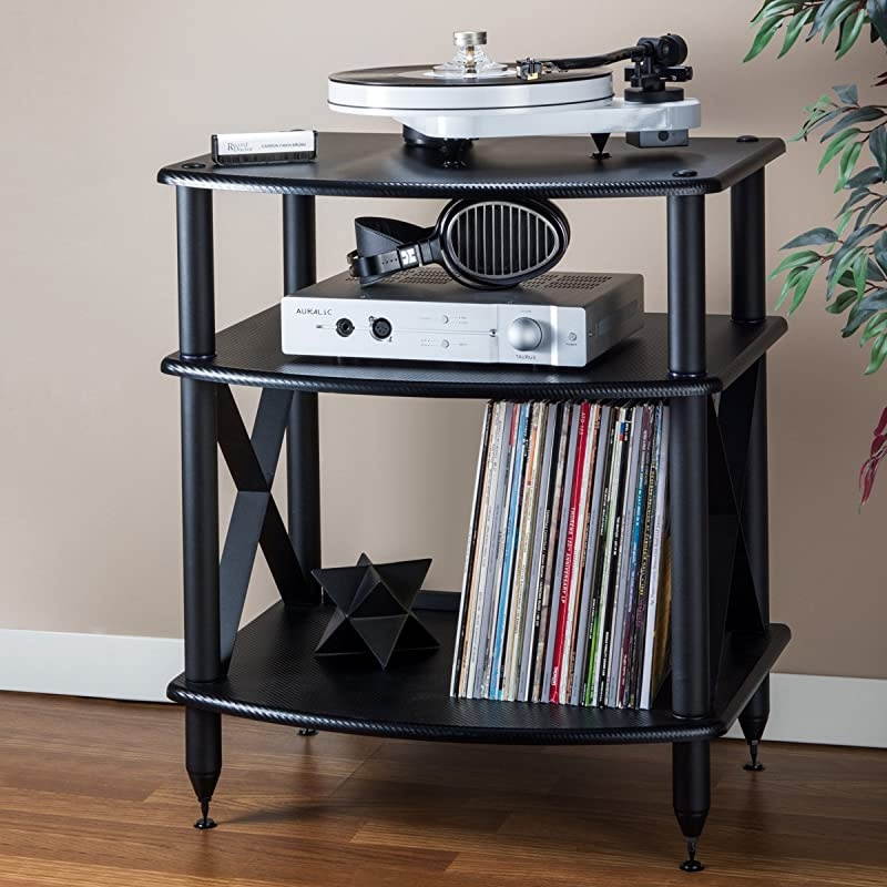 Vulcan TT Turntable Stand with Vinyl Record Storage (Black)