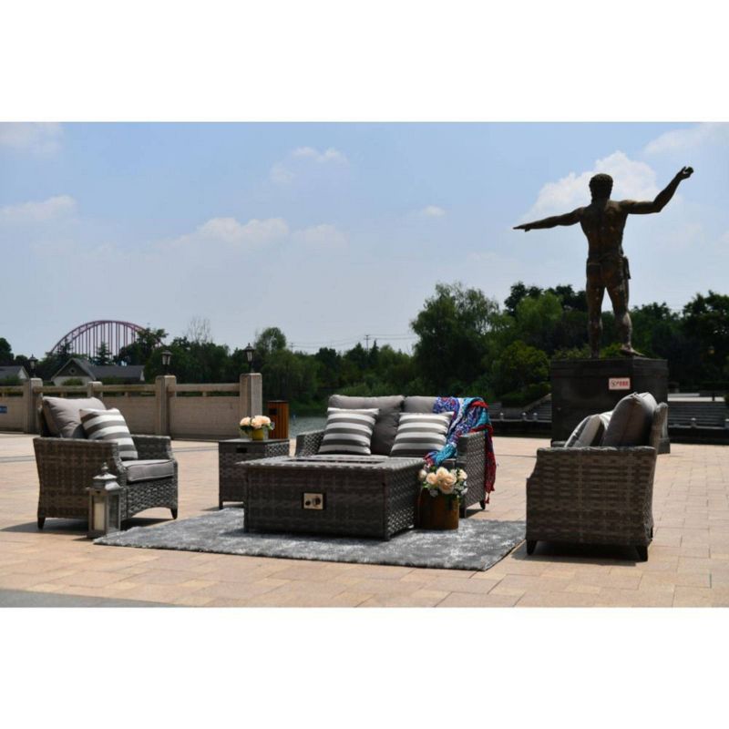 Costa Mesa 5pc Loveseat Set - Gray - Courtyard Casual