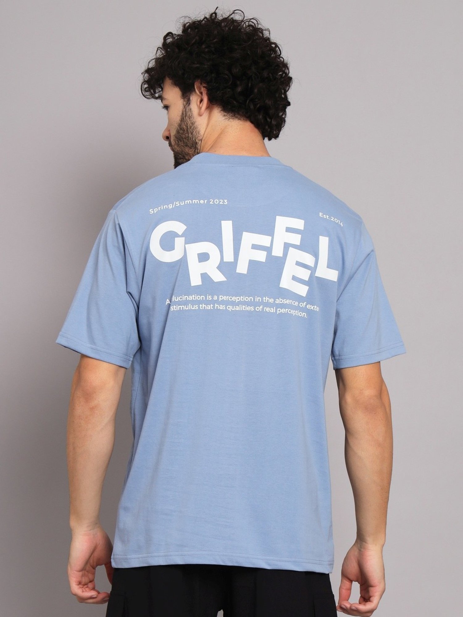 Griffel Blue Cotton Loose Fit Printed Co-Ord Set