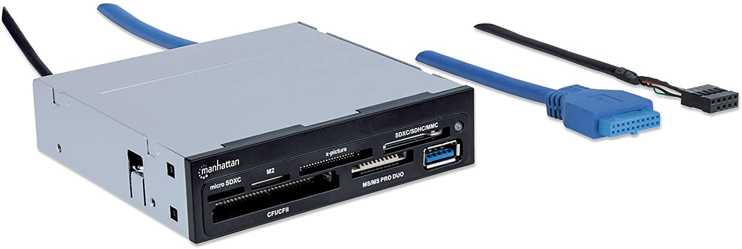 Manhattan Multi-Card Reader/Writer, SuperSpeed USB 3.0, 3.5" Bay Mount, 48-in-1