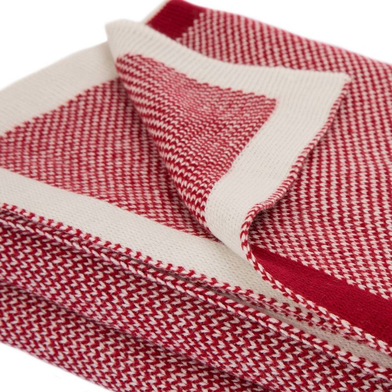 60" x 50" Knitted Acrylic Throw Blanket Red and White - Glitzhome