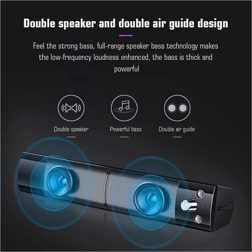 USB Desktop Computer Bluetooth Speaker Stereo Sound Home Subwoofer Mini Speaker with 3.5mm Audio Jack Detachable Speaker
