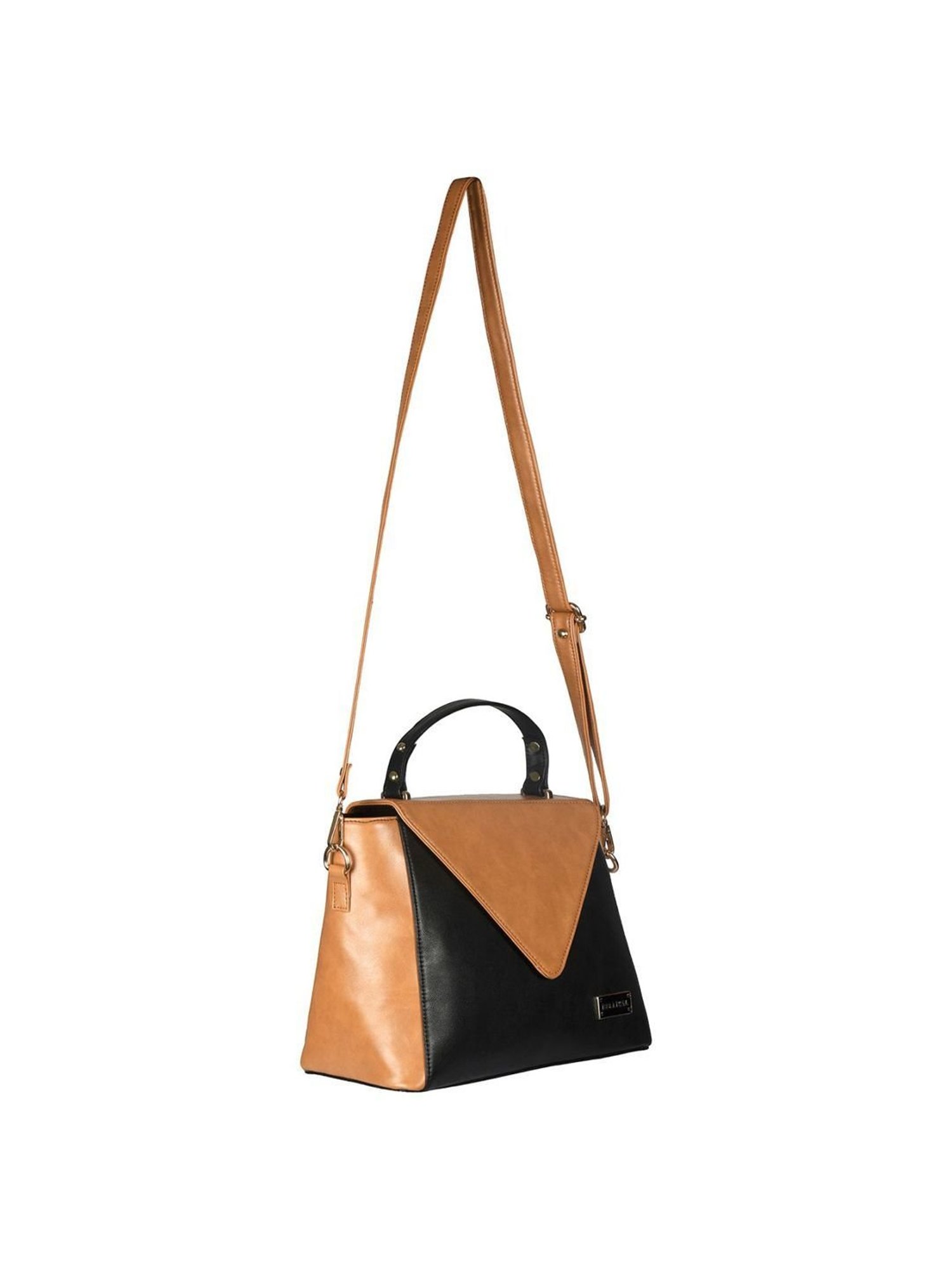 Bellissa Tan Color Block Medium Satchel Handbag