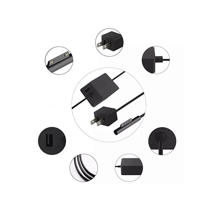 Pro Charger, 65W 15V 4A Power Adapter for Microsoft Pro 3/4/5/6/7/X, Compatible for Both Microsoft Book Laptop/Tablet, New Pro Charger with USB Charging Port