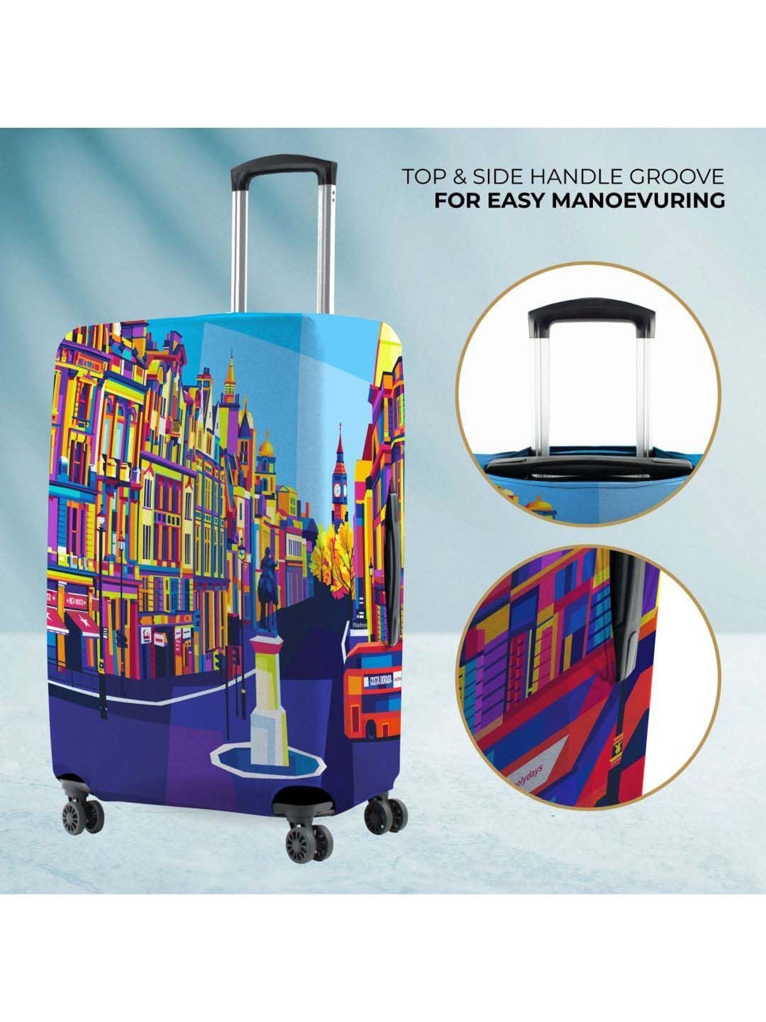 Nasher Miles Polyester 55 cm (20 Inch) Small Protective Luggage Cover - London Design