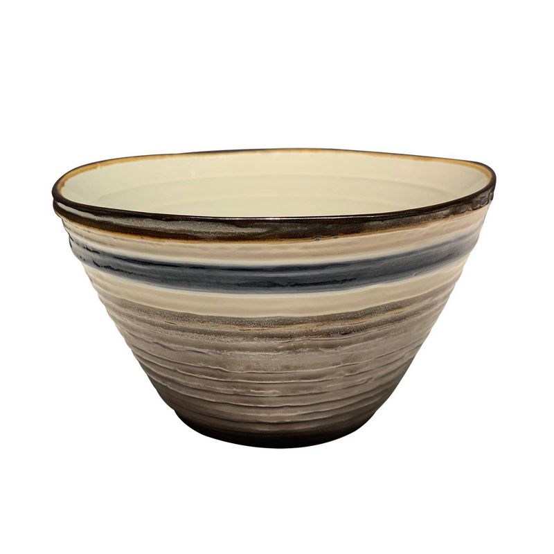 16pc Stoneware Rustic Stripe Dinnerware Set Black - Baum Bros.