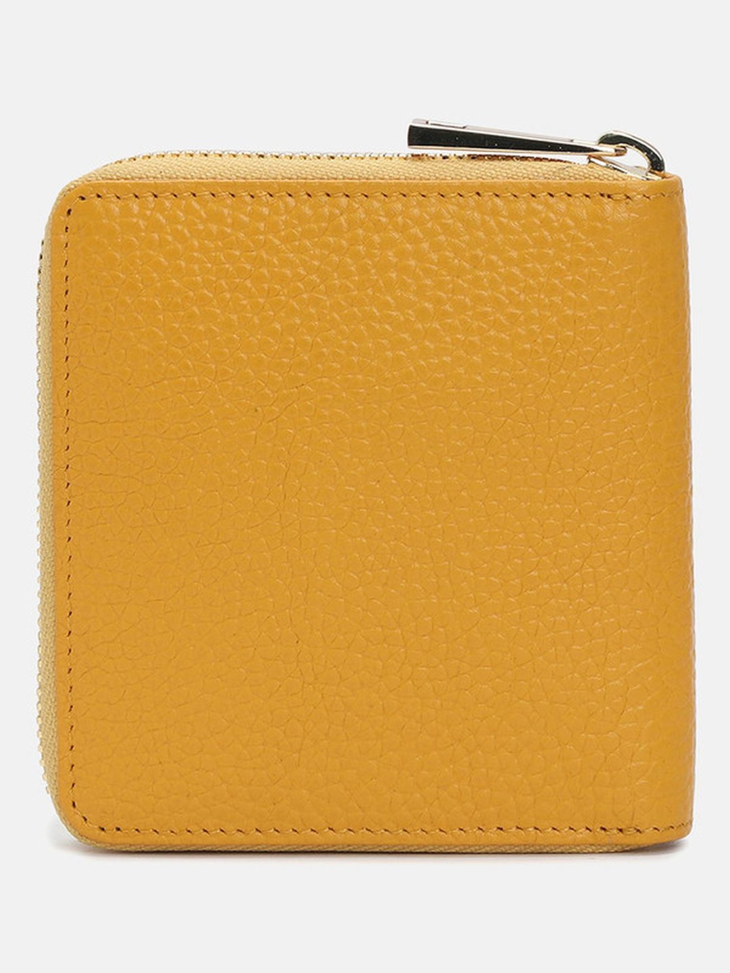BAGATT Yellow Leather Solid Zip Around Wallet