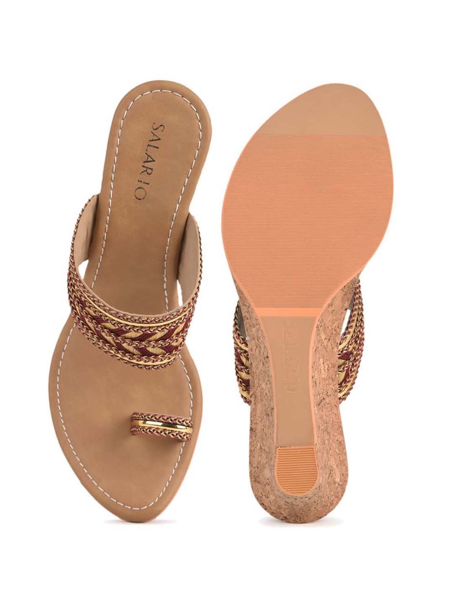 Salario Women's Golden Toe Ring Wedges