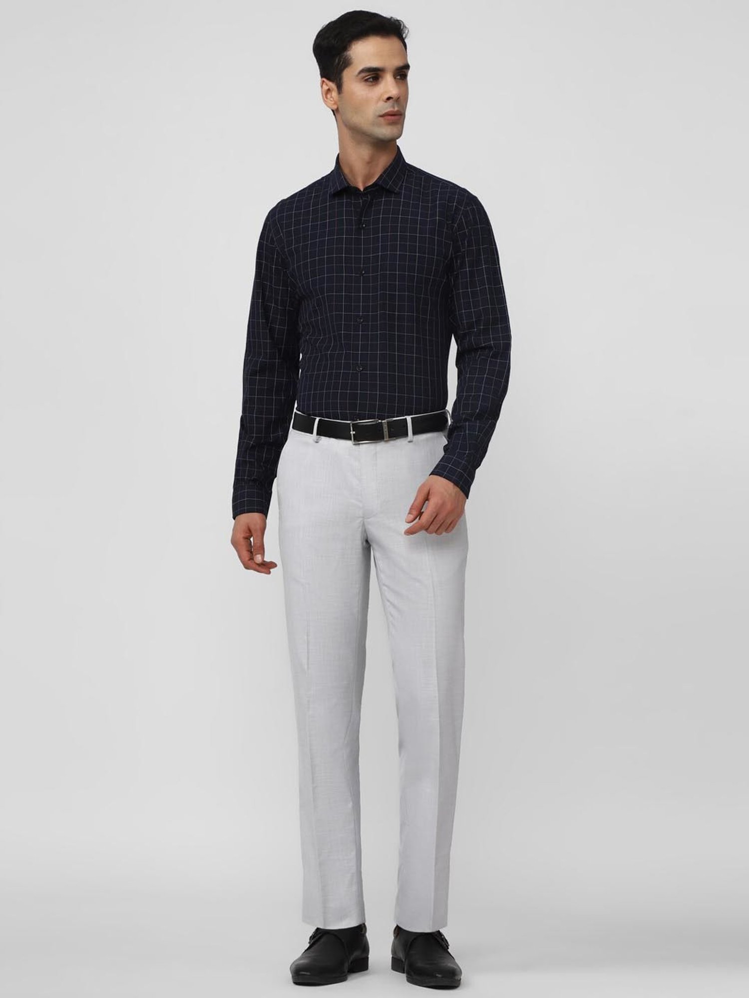 Peter England Grey Slim Fit Trousers