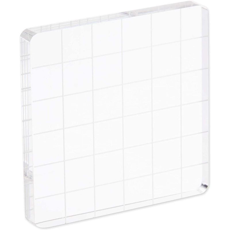 Bright Creations 6 Packs Acrylic Stamp Block Set with Gridlines for Arts and Crafts, 6 Sizes (Clear)