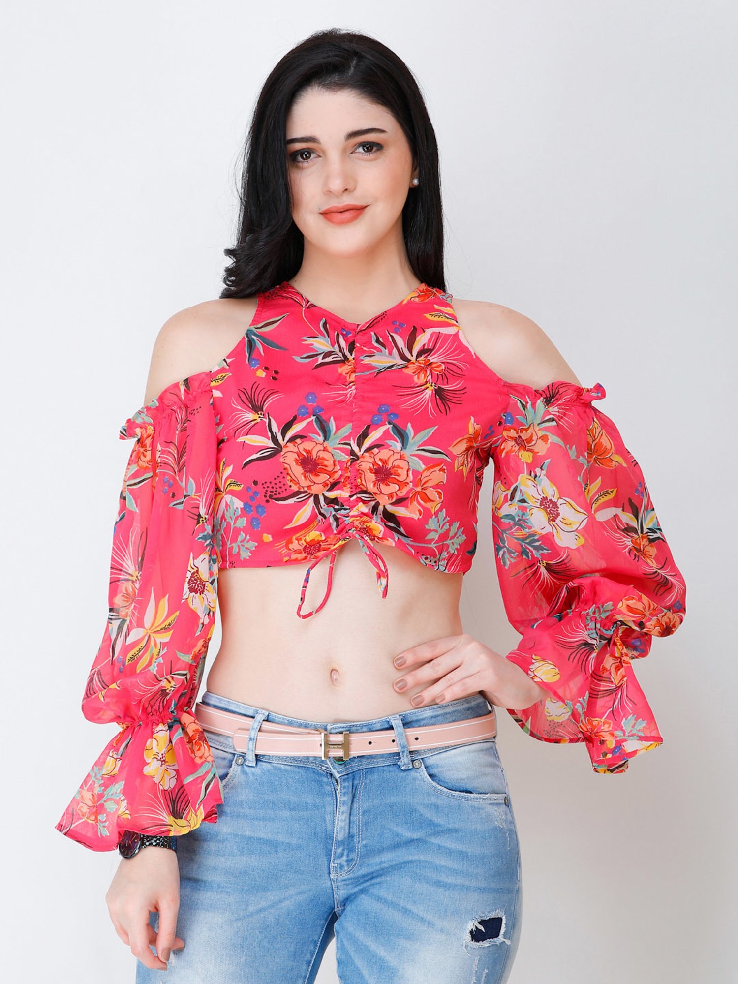 Scorpius Pink Floral Print Crop Top