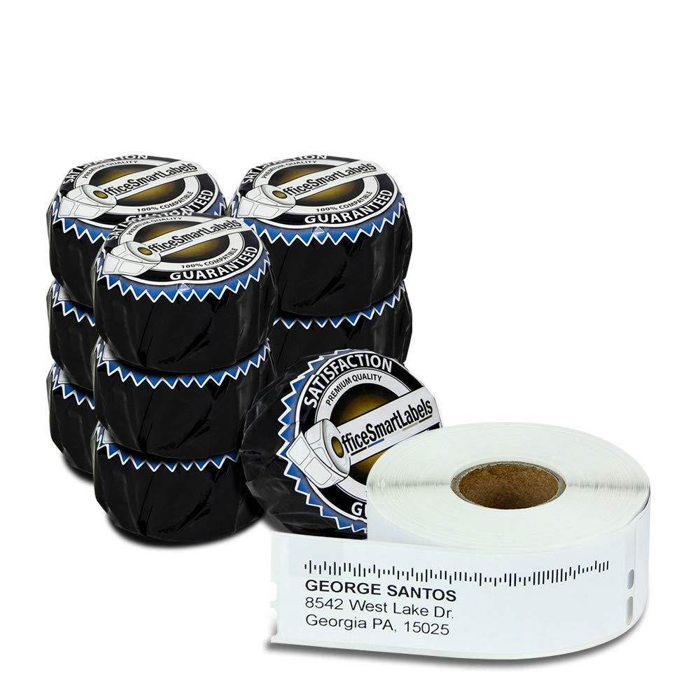Dymo Compatible 30320 LabelWriter Self-Adhesive White Address Labels, 1-1/8" x 3-1/2" (10 Rolls, 260 Labels Per Roll)