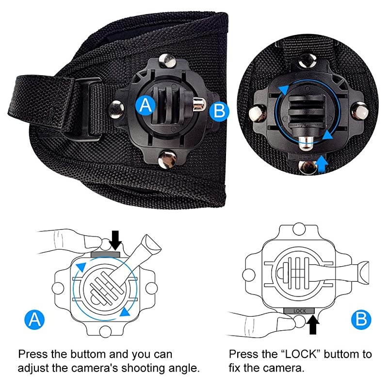 Strap Mount 360 Degree Panoramic Swiveling Glove Style Hand Mounts Strip Belt with Screw for GoPro Hero 8 7 6 5 4 Black Session DJI OSMO Action Xiaoyi AKASO Camera Accessories