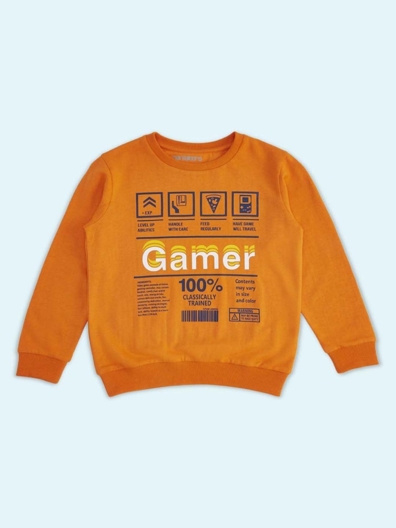 Pantaloons Baby Kids Orange Printed Full Sleeves Sweatshirt