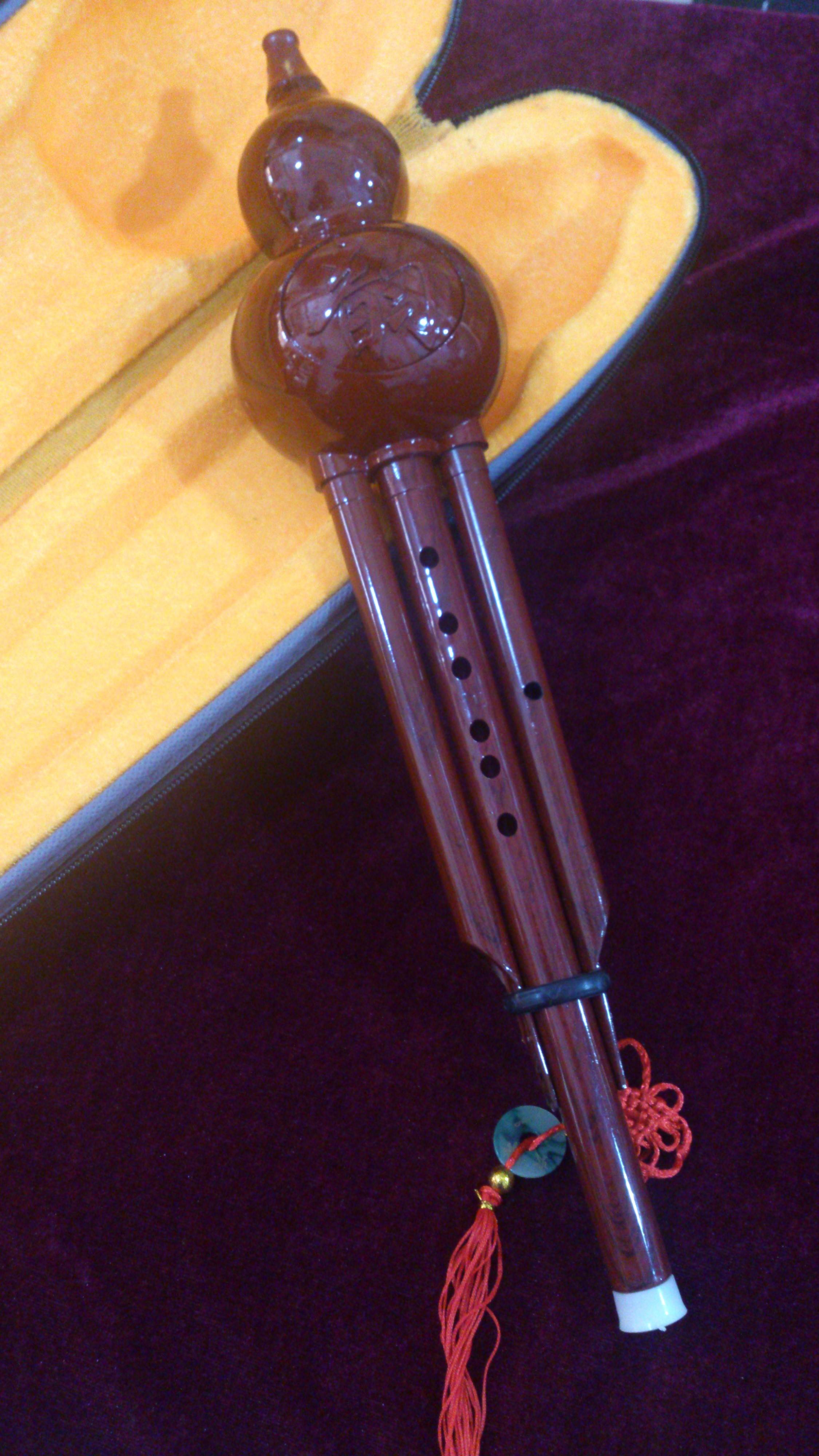 Chinese Traditional Gourd Flute Bottle Gourd Silk Hulusi Imitative Jade Brown