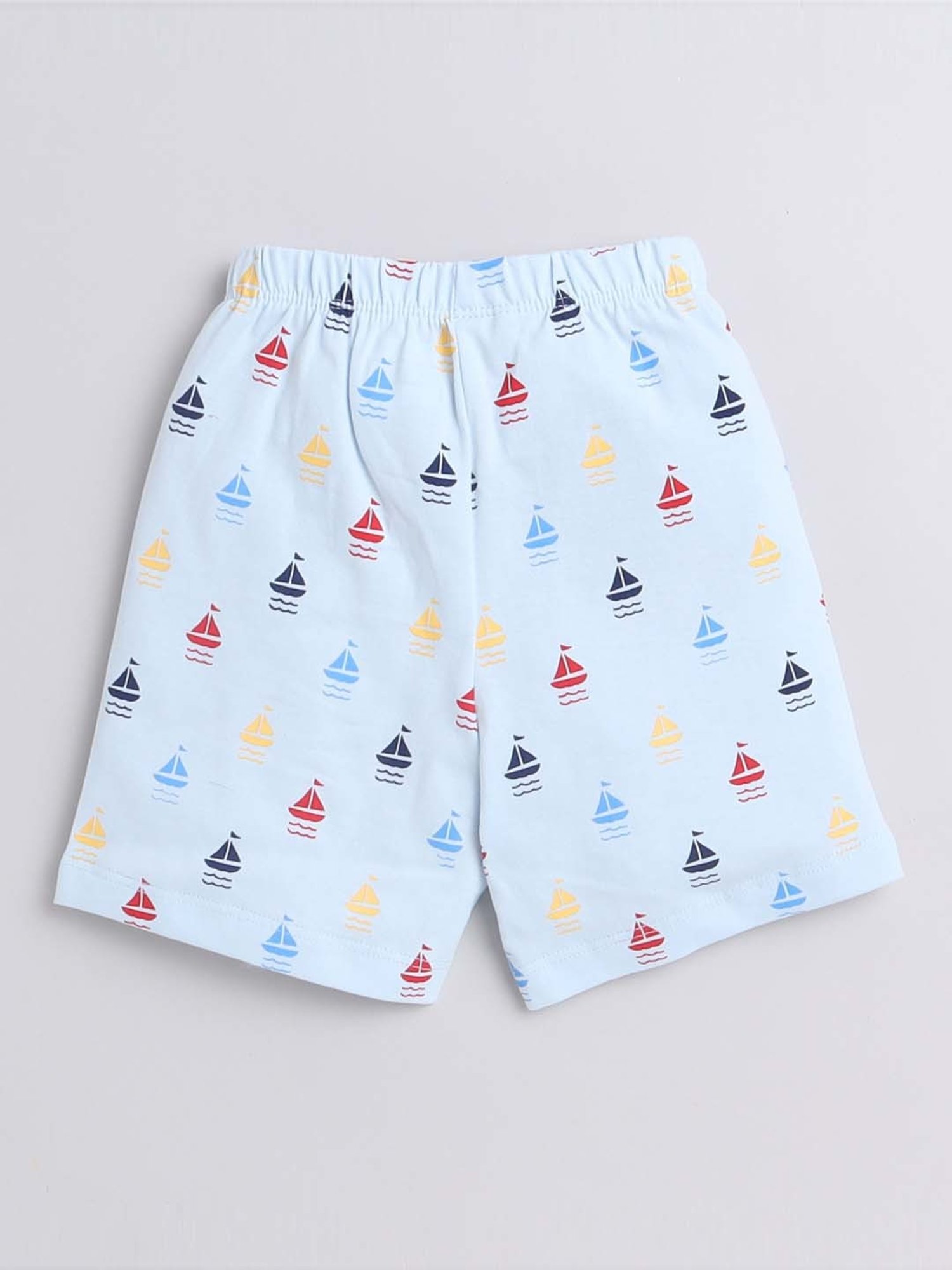 Bumzee Kids Sky Blue & Yellow Cotton Printed Shorts (Pack of 2)