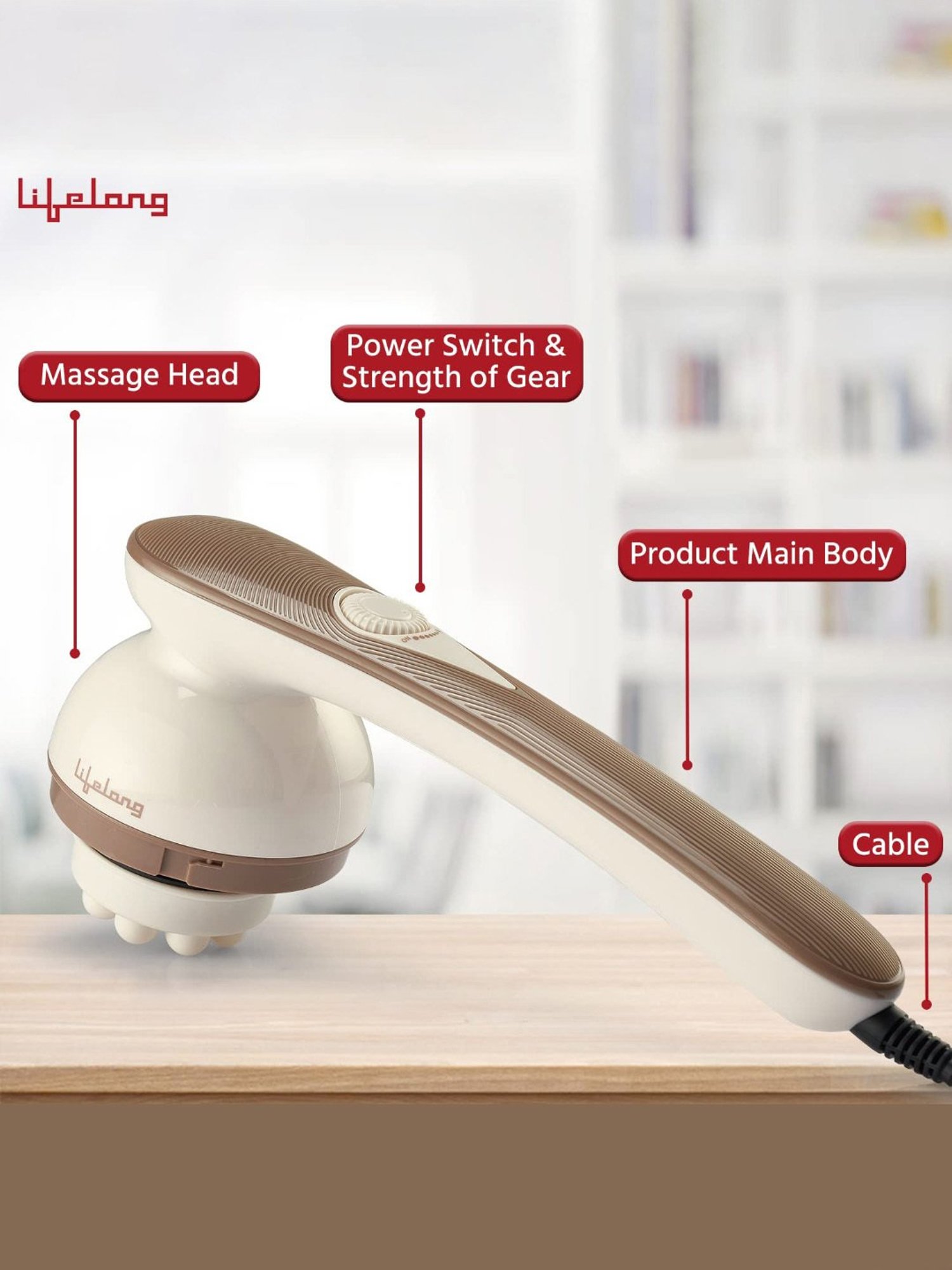 Lifelong LLM180 Electric Handheld Full Body Massager (Brown)