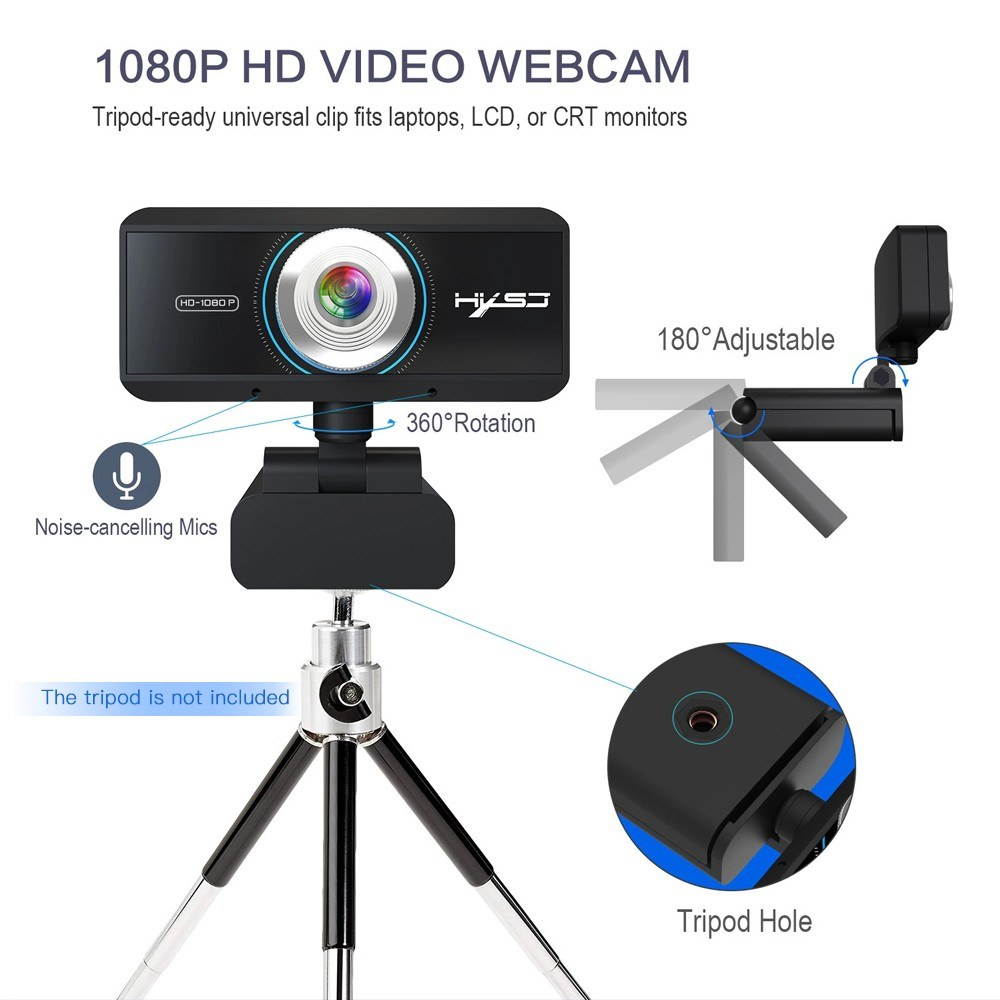 HXSJ S4 HD 1080P Webcam Manual Focus Computer Camera Built-in Microphone Video Call Web Camera for PC Laptop