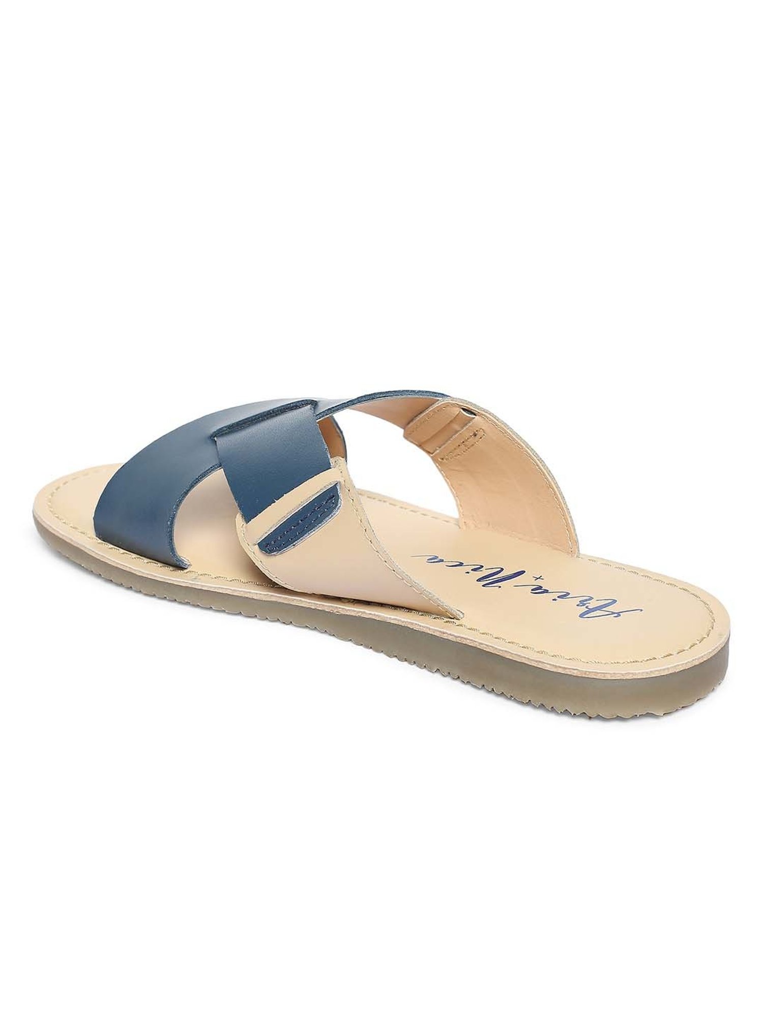 Aria Nica Kids Jeff Beige & Blue Cross Strap Sandals