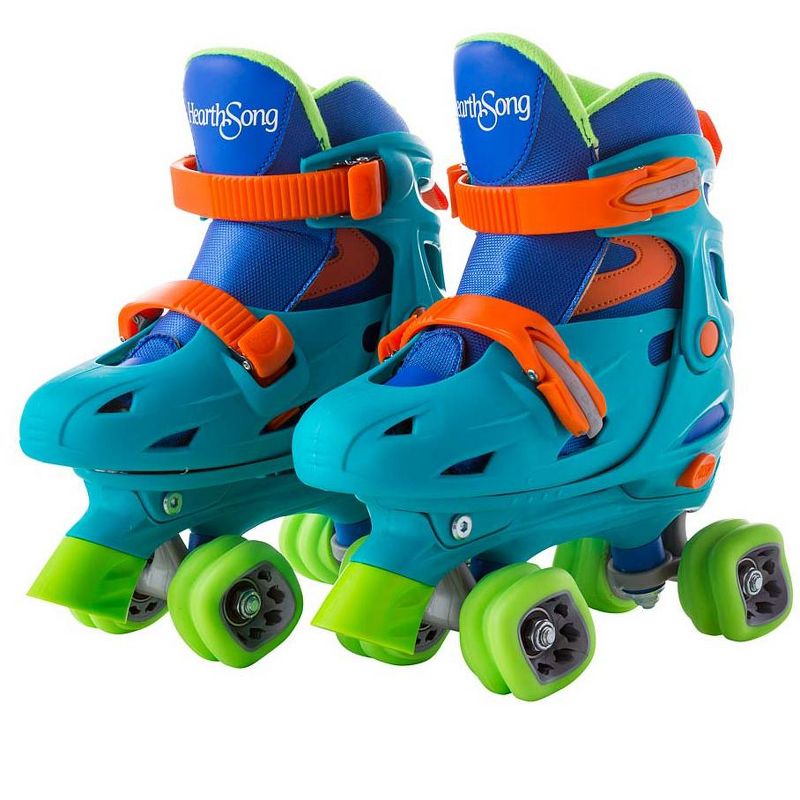 HearthSong - One2Go Adjustable Roller Skates Featuring Easy-Rolling Shark Wheels Jr. with Hard Shell Ankle Support, Adjustable for Kids' Shoe Sizes 1-4