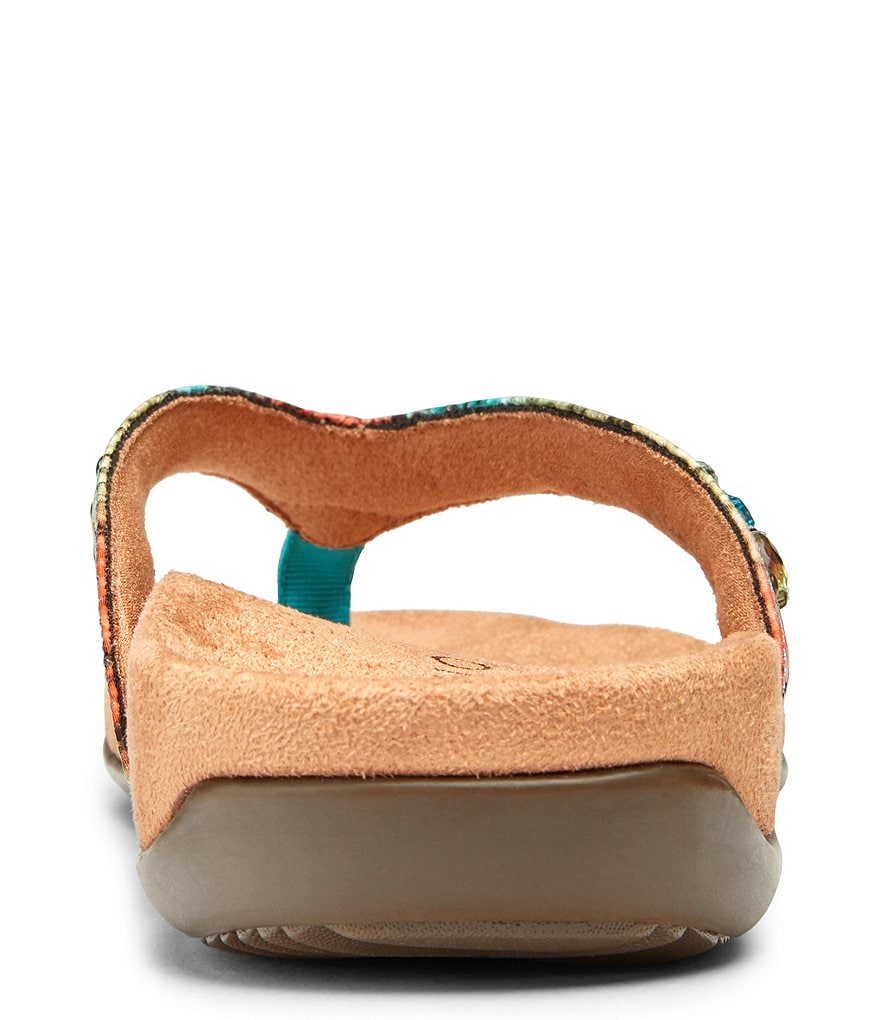 Vionic Lucia Snake Print Rhinestone Embellished Thong Sandals