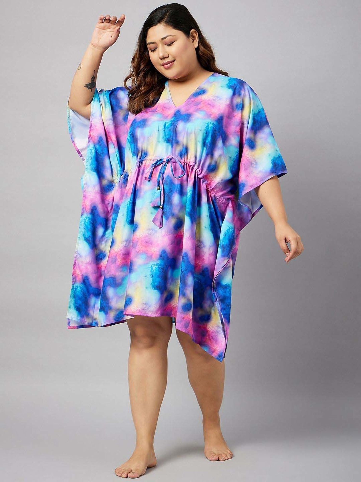 Secrets By ZeroKaata Blue Printed Kaftan