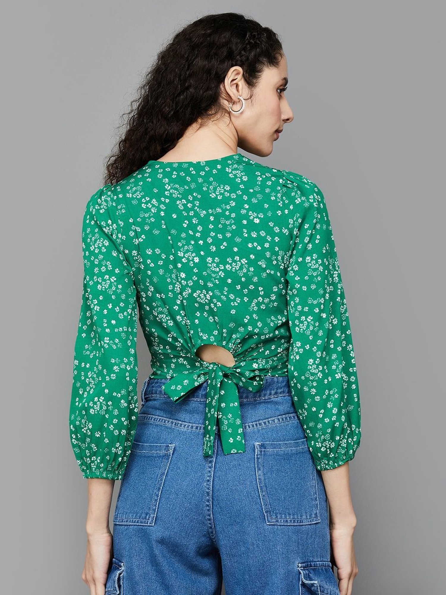 Ginger by Lifestyle Green Floral Print Crop Top